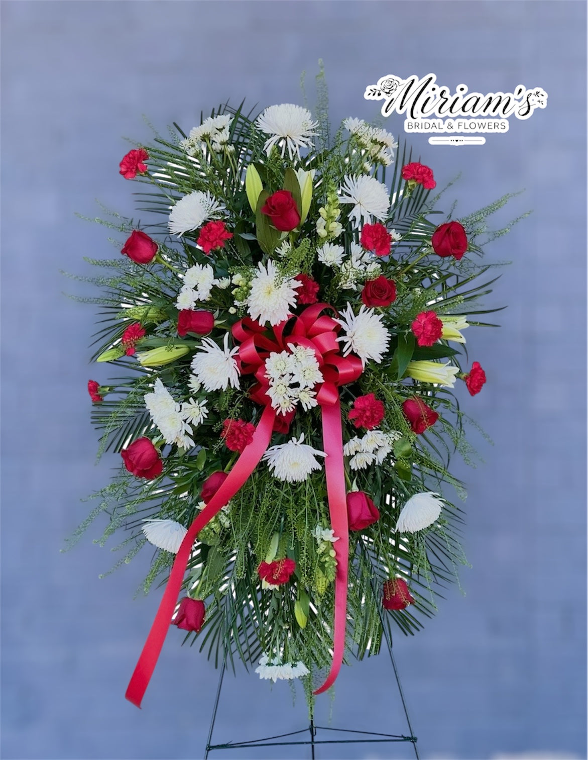Red & White Sympathy standing Spray