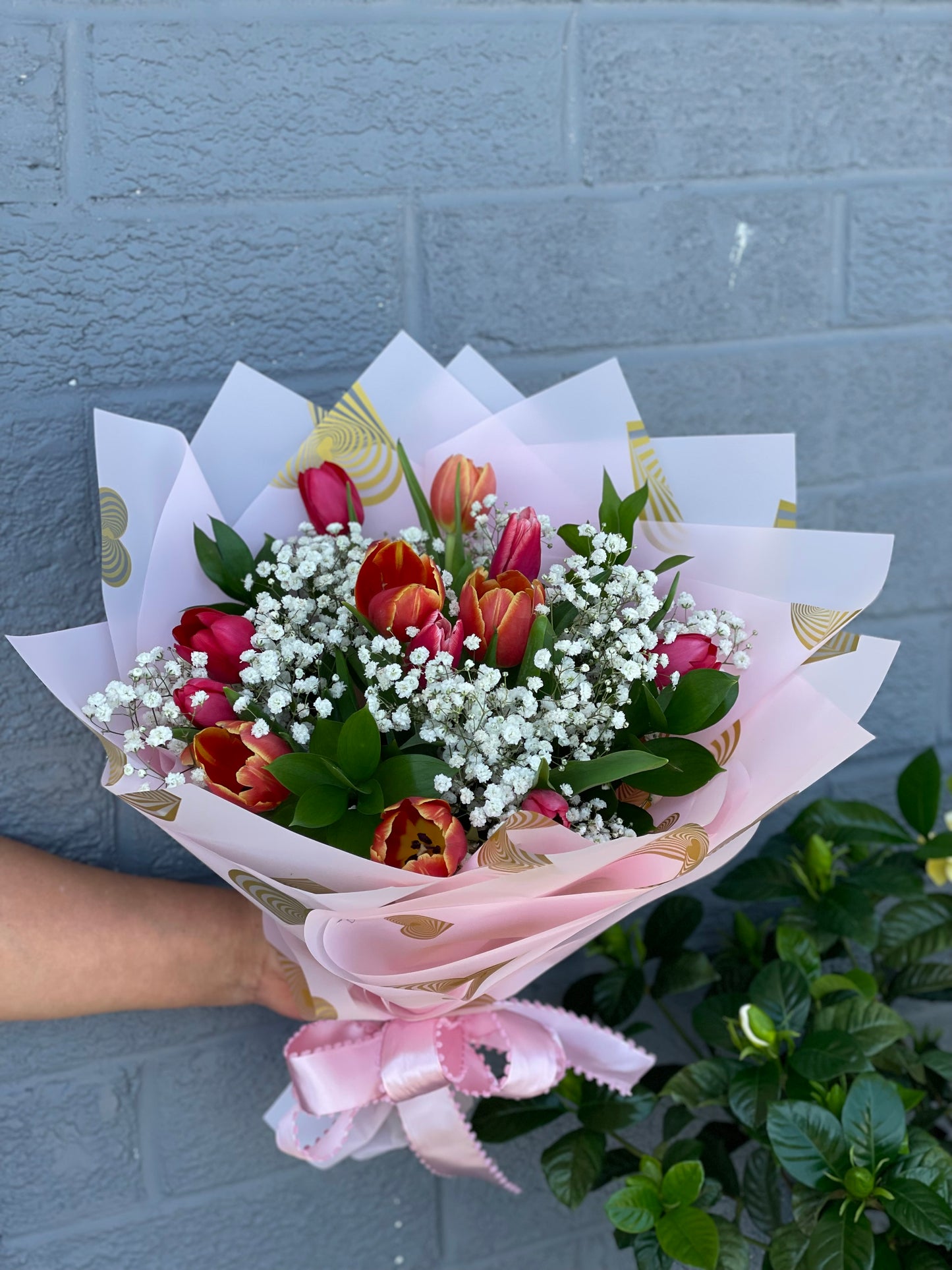 Dozen Mix Tulips Wrapped Bouquet